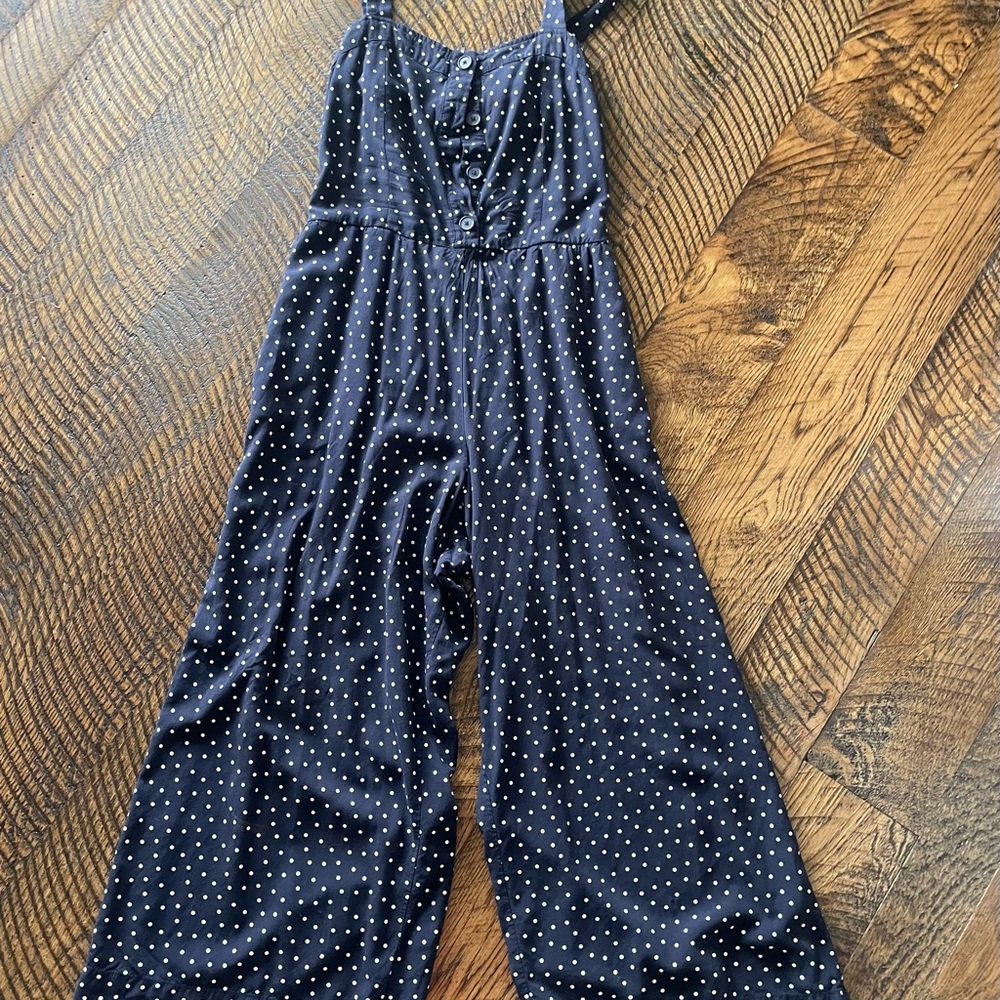 EUC — LOFT Polka Dot Jumpsuit — size XS — black / white